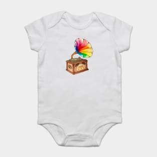 Rainbow Record Player Baby Bodysuit